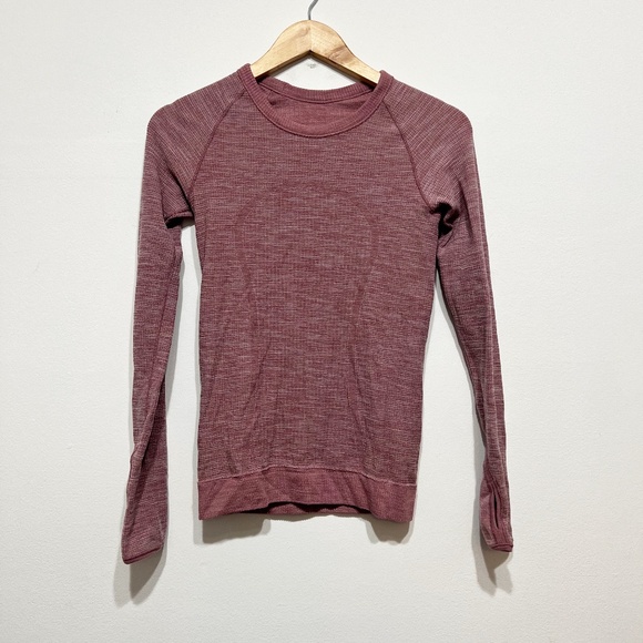 lululemon athletica Tops - Lululemon Swiftly Wool Pullover Long Sleeve Crew Neck Shirt Top Moss Rose White